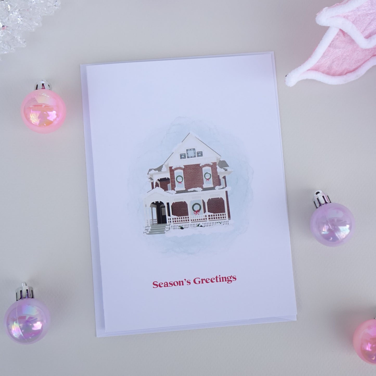 Brick Winter Home - Season's Greetings - Greeting Card