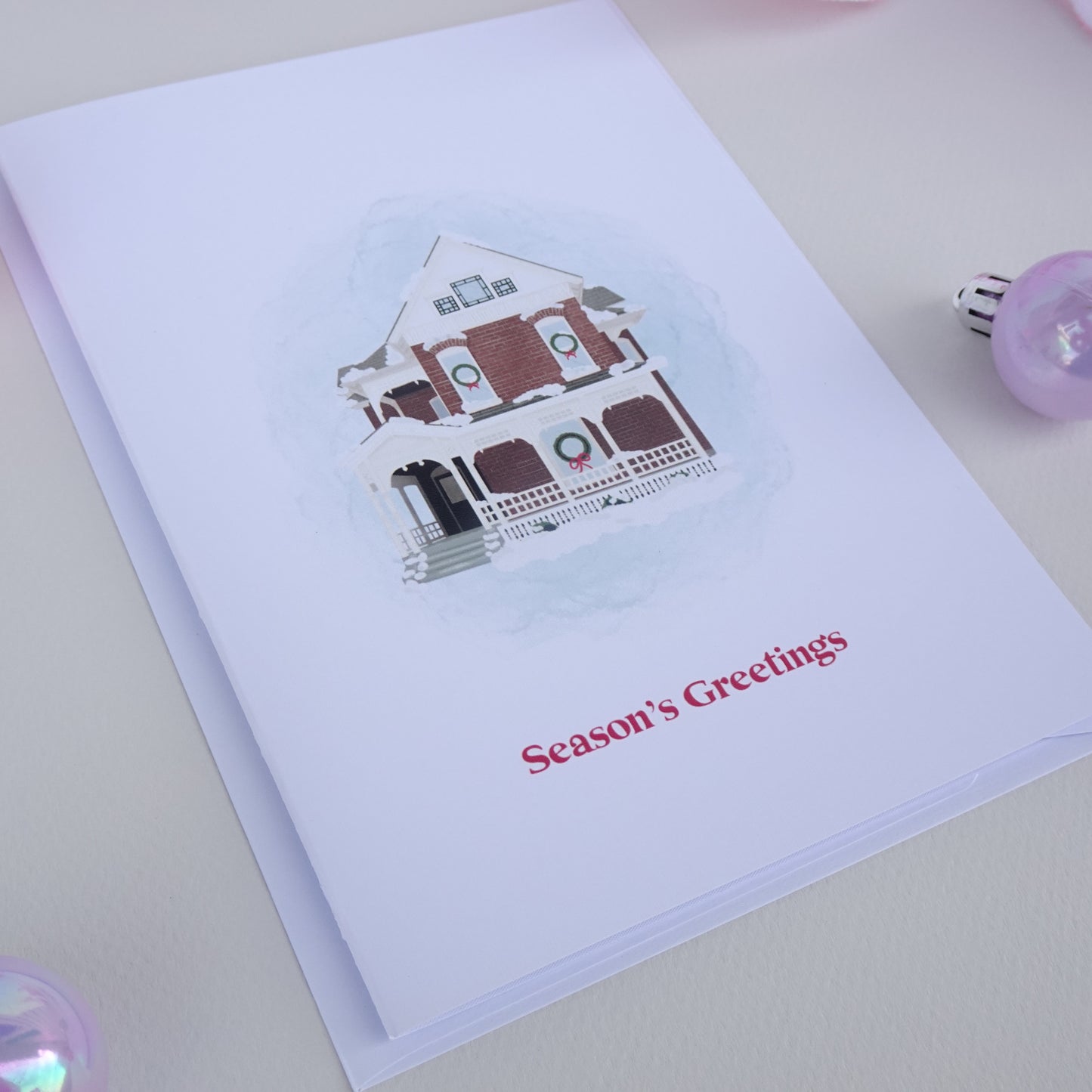 Brick Winter Home - Season's Greetings - Greeting Card